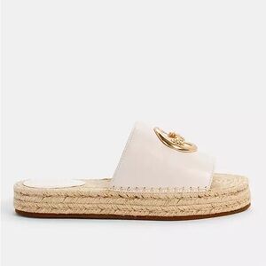 Coach White and Gold Espadrille Slides